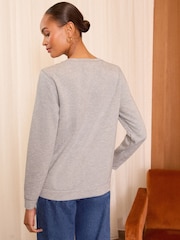 Love & Roses Grey Star Stripe Petite Jersey Sweatshirt - Image 3 of 4
