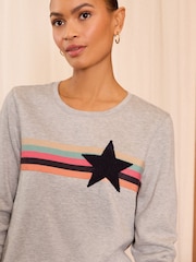 Love & Roses Grey Star Stripe Petite Jersey Sweatshirt - Image 4 of 4