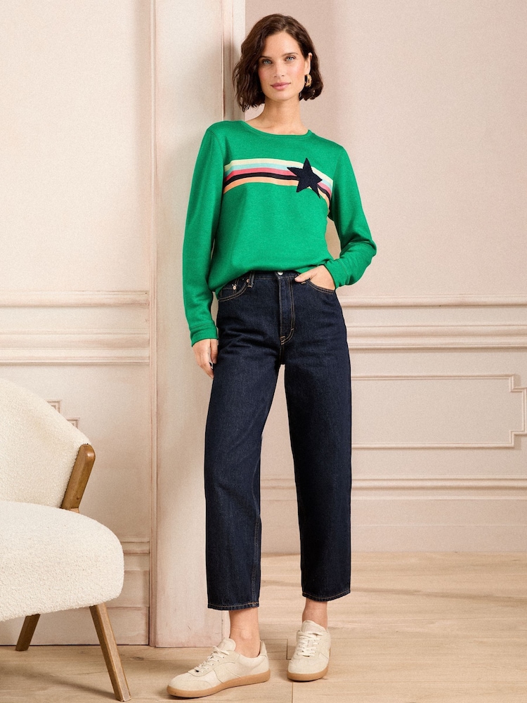 Love & Roses Green Star Stripe Jersey Sweatshirt - Image 3 of 4
