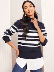 Friends Like These Navy Blue Stripe 2 in 1 Jumper - Image 3 of 4