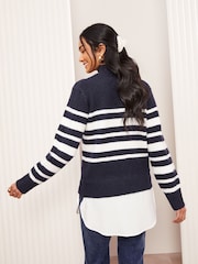 Friends Like These Navy Blue Stripe 2 in 1 Jumper - Image 4 of 4