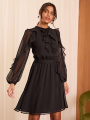Love & Roses Black Long Sleeve Ruffle Mini Dress - Image 1 of 4