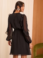 Love & Roses Black Long Sleeve Ruffle Mini Dress - Image 4 of 4