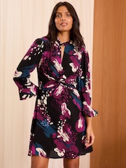 Love & Roses Animal Print Twist Neck Mini Dress - Image 3 of 4