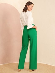 Love & Roses Green Belted High Waist Wide Leg Tailored Trousers - Image 3 of 4