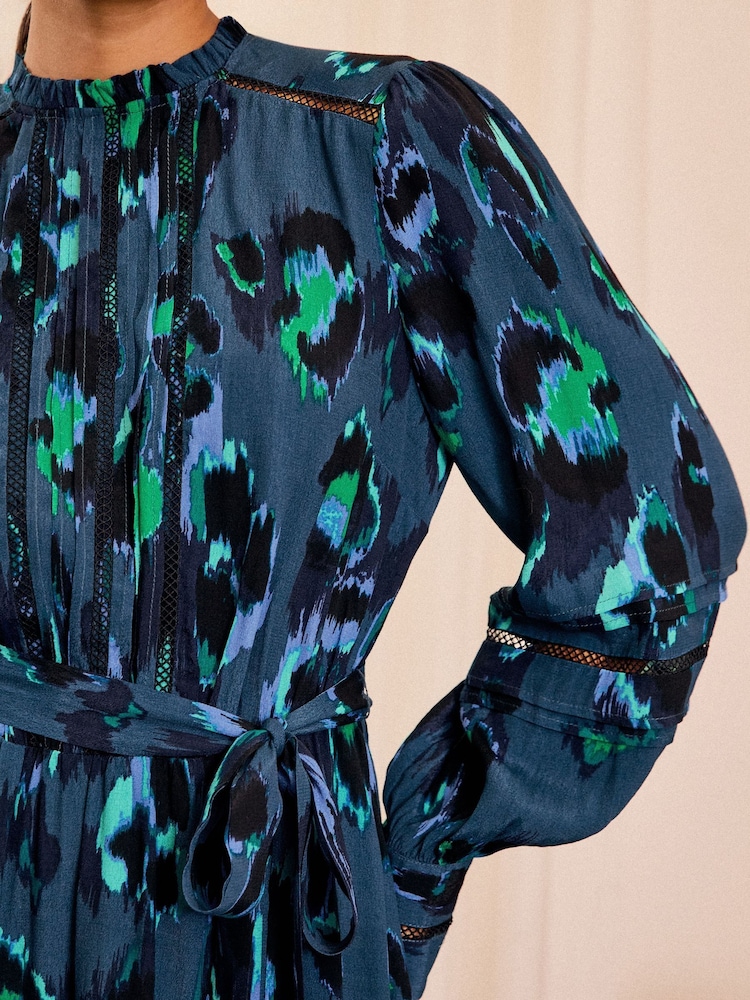Love & Roses Blue Mini Tie Dress - Image 2 of 4