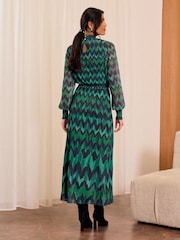Love & Roses Green Plisse Midi Dress - Image 2 of 4