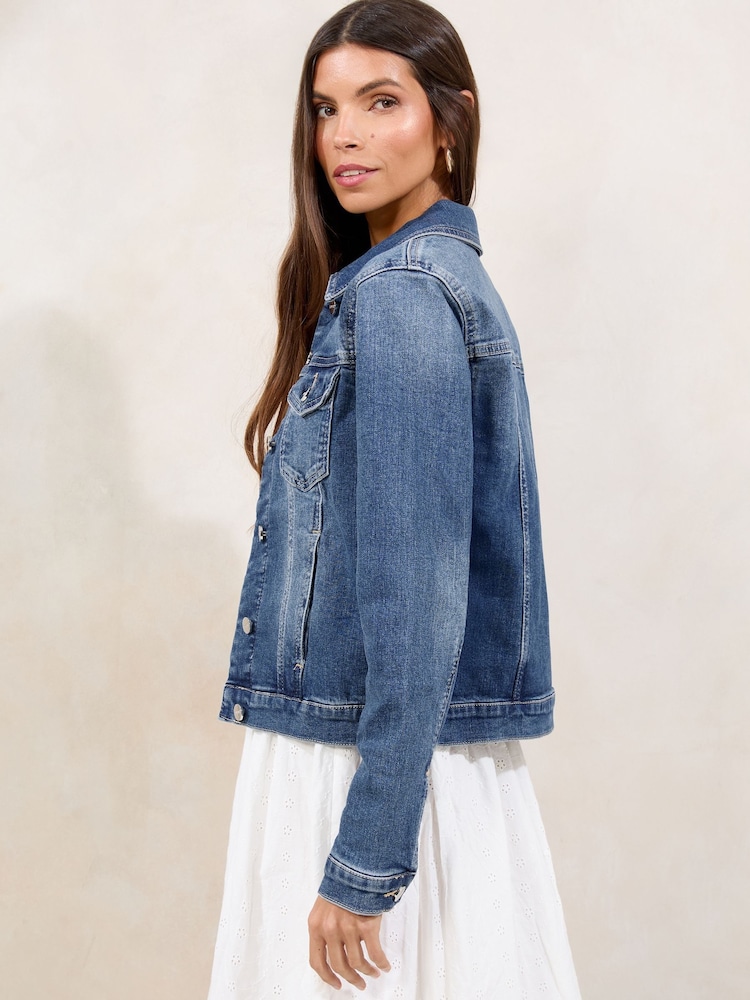 Lipsy Mid Blue Classic Fitted Denim Jacket - Image 4 of 4