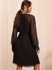 Love & Roses Ebony Black Petite Studded Mini Dress - Image 4 of 4