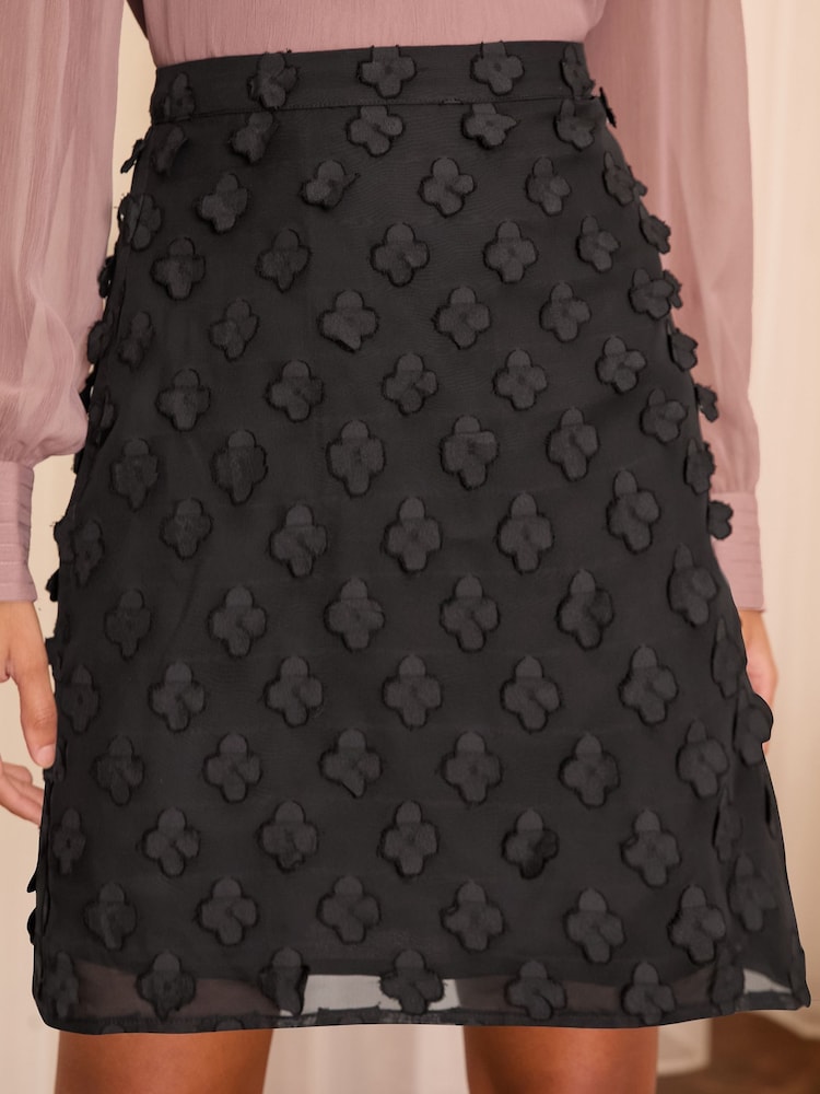 Love & Roses Black 3D Applique Mini Skirt - Image 2 of 4