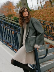 VERO MODA Grey Faux Suede Pocket Stitch Detail Jacket - Image 2 of 7