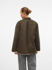 VERO MODA Grey Faux Suede Pocket Stitch Detail Jacket - Image 5 of 7