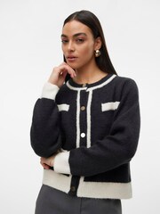 VERO MODA Black Contrast Long Sleeve Button Cardigan - Image 1 of 4