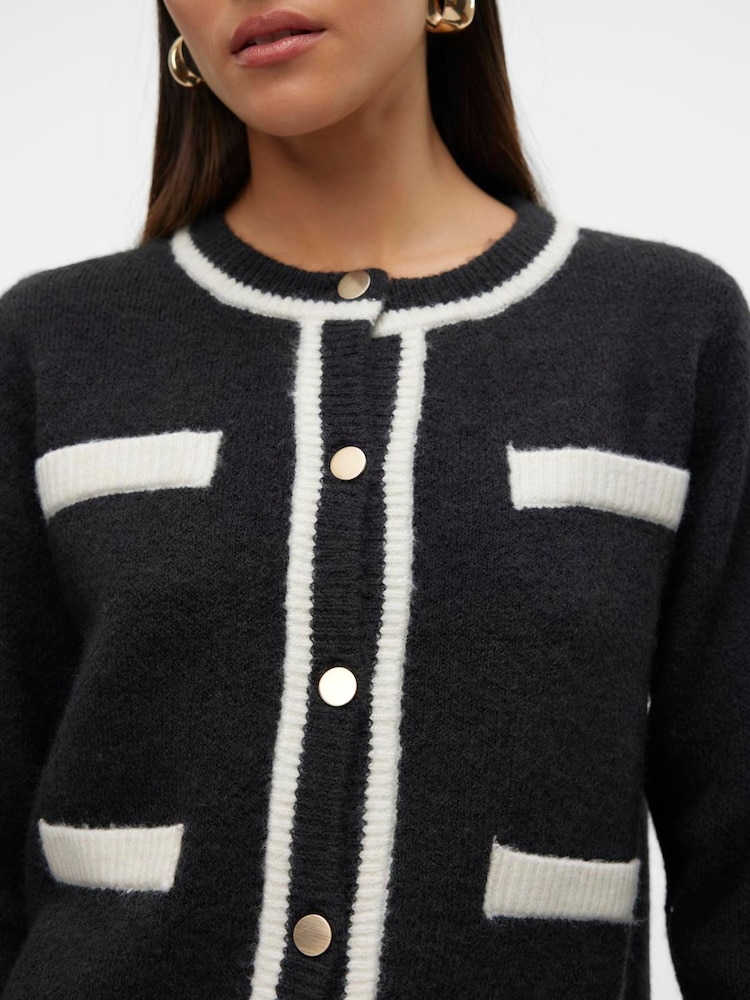 VERO MODA Black Contrast Long Sleeve Button Cardigan - Image 4 of 4