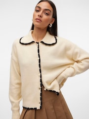 VERO MODA Long Sleeve Contrast Stitch Collard Button Up Cardigan - Slika 2 iz 6