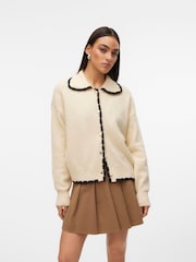VERO MODA Long Sleeve Contrast Stitch Collard Button Up Cardigan - Slika 4 iz 6