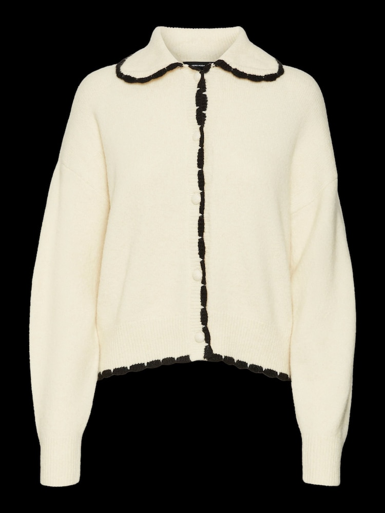 VERO MODA Long Sleeve Contrast Stitch Collard Button Up Cardigan - Slika 6 iz 6