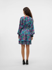 VERO MODA Pink Floral Printed V-Neck Short Dress - Image 2 of 6