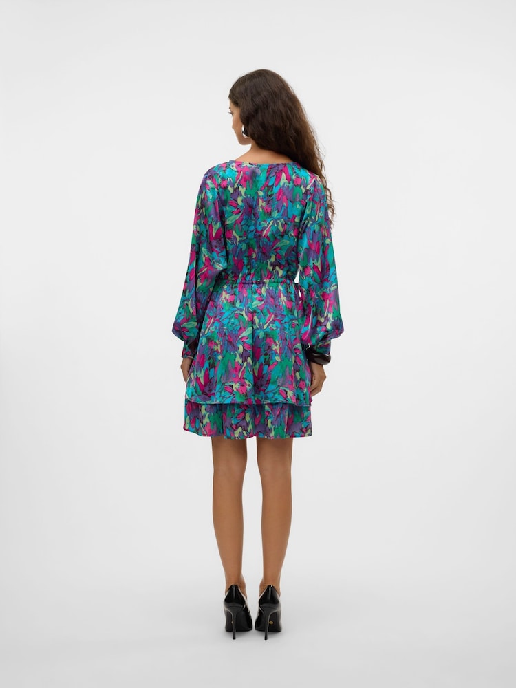 VERO MODA Pink Floral Printed V-Neck Short Dress - Image 2 of 6