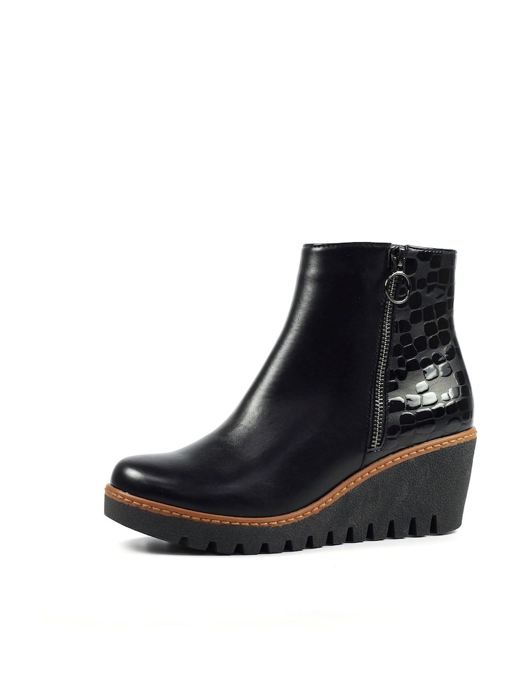 Lunar Cathleen Black Wedge Boots - Image 2 of 7