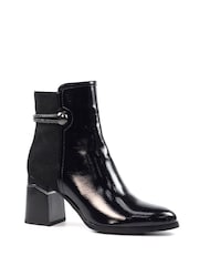 Lunar Amari Patent Black Ankle Boots - Image 3 of 9