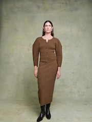 By Malene Birger Brown Francinas Ribbed Cardigan - Image 1 of 8