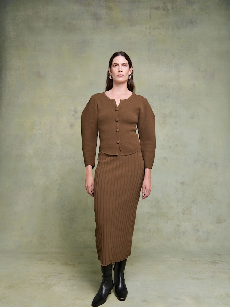 By Malene Birger Brown Francinas Ribbed Cardigan - Image 1 of 8