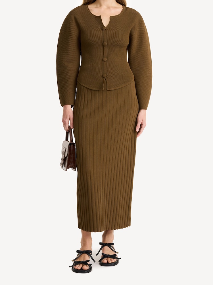 By Malene Birger Brown Francinas Ribbed Cardigan - Image 2 of 8