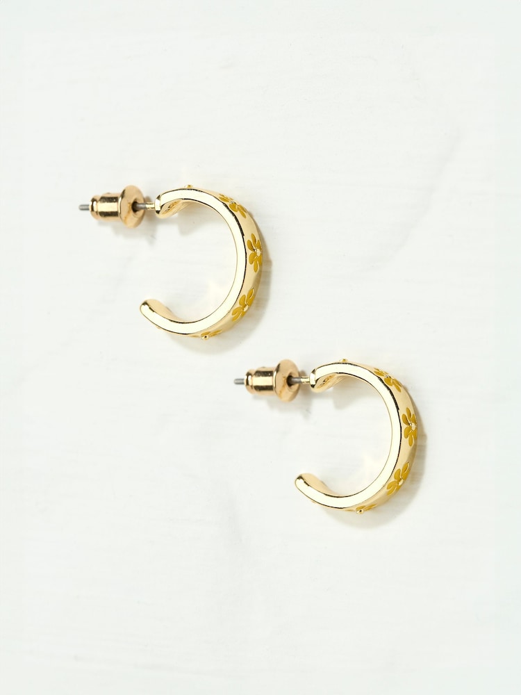 FatFace Yellow Enamel Daisy Stud Earrings - Image 2 of 2 FatFace Yellow Enamel Daisy Stud Earrings - Image 2 of 2