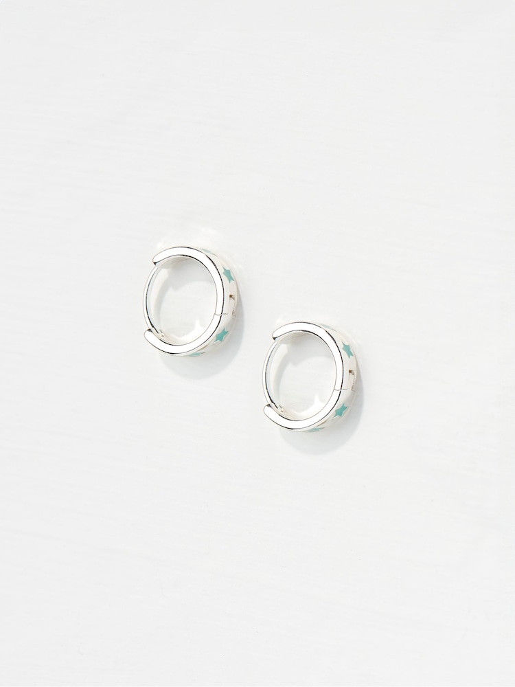 FatFace Green Haze Enamel Star Hoop Earrings - Image 2 of 2
