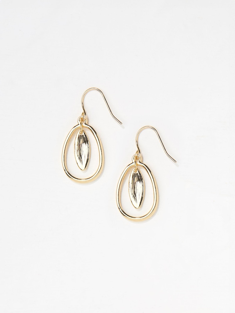 FatFace Gold Tone Pendant Drop Earrings - Image 2 of 2