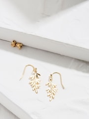 FatFace Gold Tone Leaf Drop Earrings - Image 1 of 2