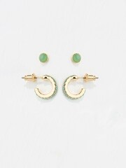 FatFace Green Stud and Hoop Earrings - Image 2 of 2
