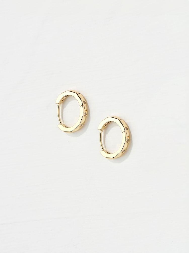 FatFace Gold Tone Gem Huggie Hoops Earrings - Image 1 of 2 FatFace Gold Tone Gem Huggie Hoops Earrings - Image 1 of 2