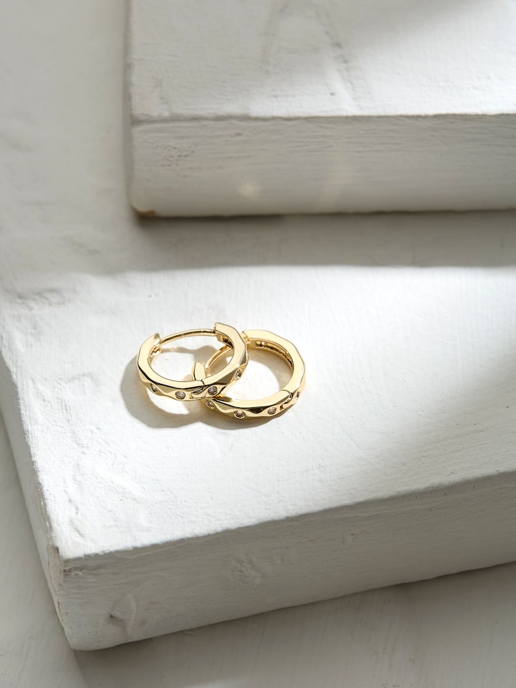FatFace Gold Tone Gem Huggie Hoops Earrings - Image 2 of 2