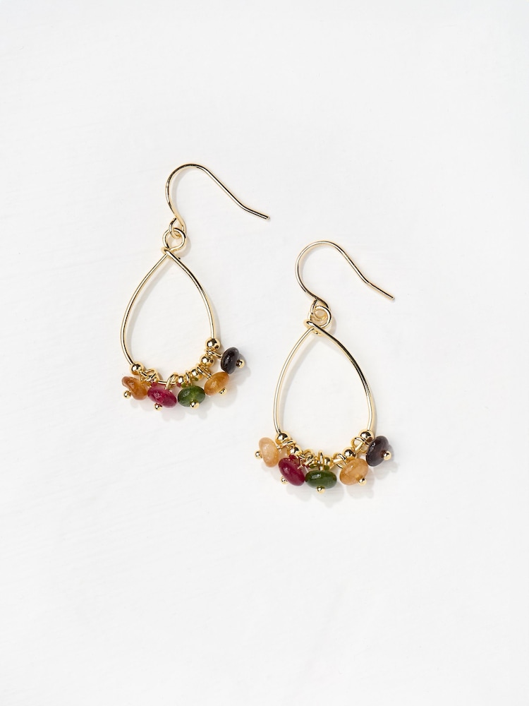 FatFace Multi Semi Precious Stone Drop Earrings - Image 1 of 2