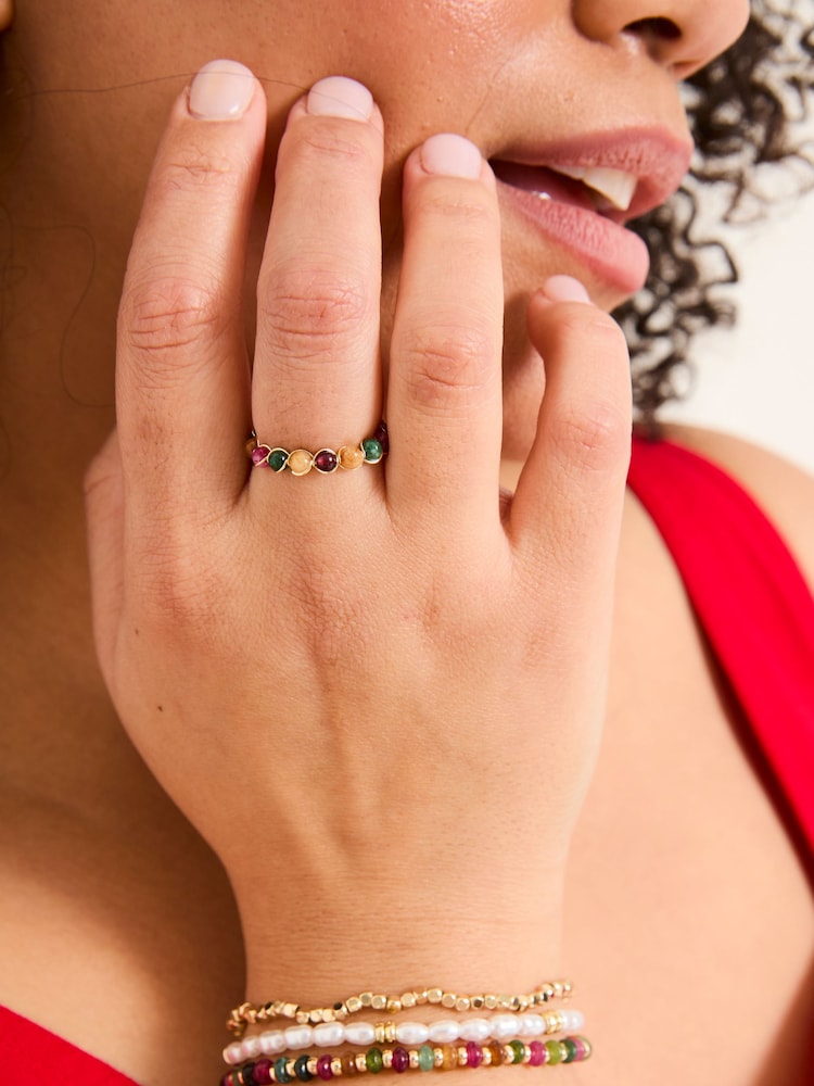 FatFace Multi Semi Precious Stone Adjustable Ring - Image 3 of 3