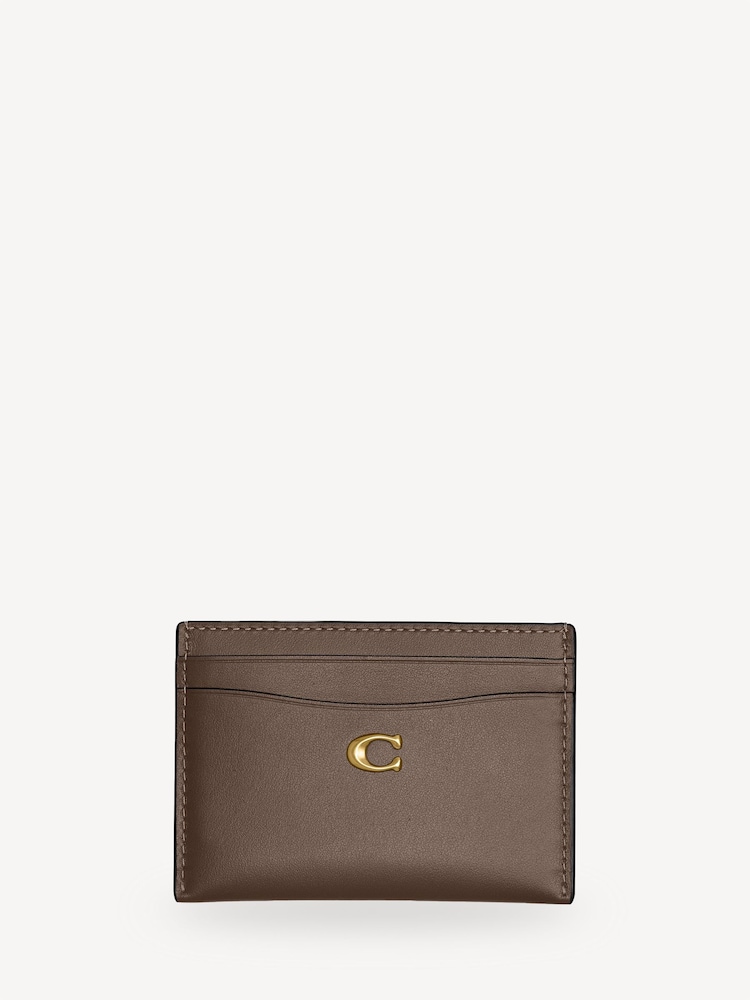 COACH Brown Refined Calf Leather Essential Card Case - Image 1 of 3