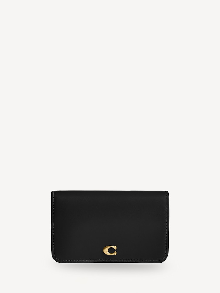 COACH Black Slim Refined Calf Leather Essential Card Case - Image 1 of 3