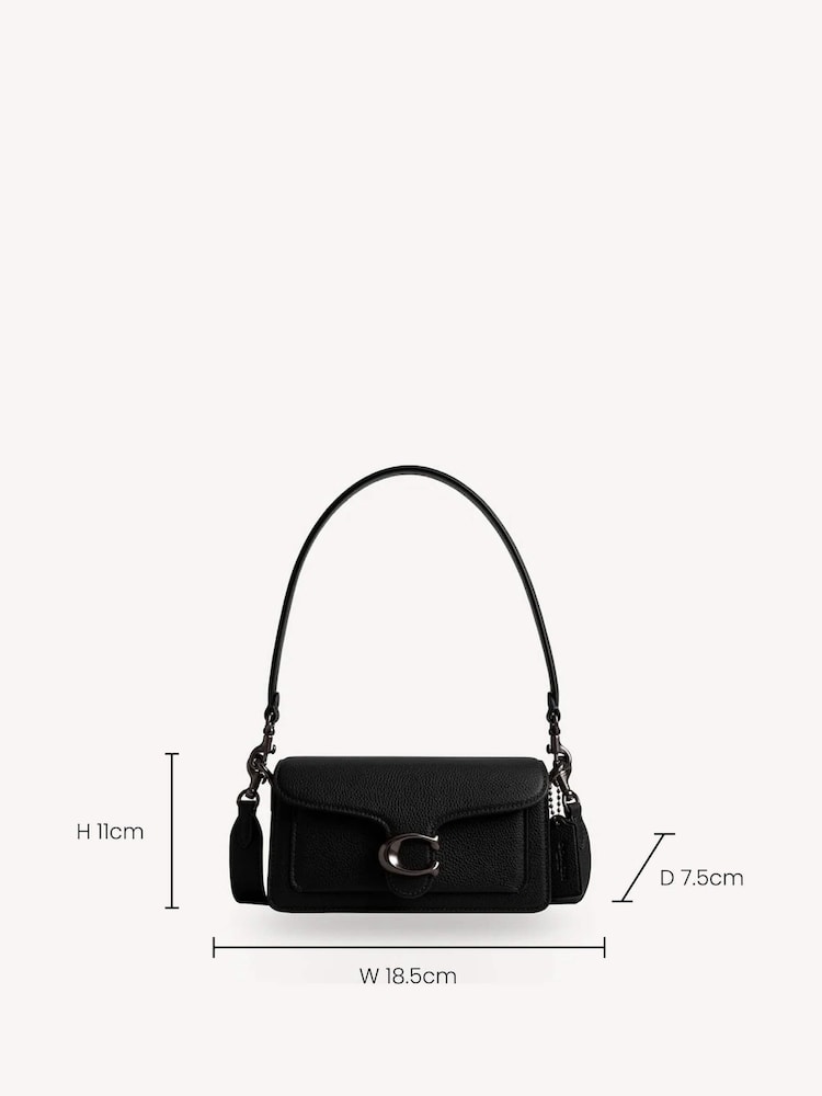 COACH Black Polished Pebble Leather Tabby 20 Shoulder Bag - Image 7 of 7