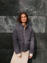 VERO MODA Grey Quilted Short Jacket - Image 1 of 2