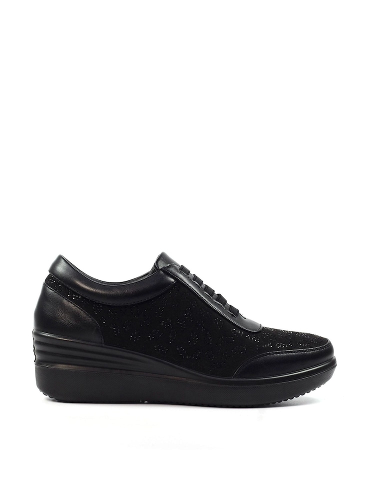 Lunar Muriel Black Wedge Trainers - Image 2 of 8 Lunar Muriel Black Wedge Trainers - Image 2 of 8