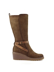 Lunar Rumer Brown Long Wedge Boots - Image 2 of 7