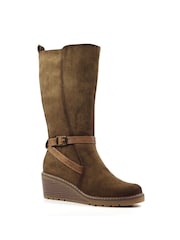 Lunar Rumer Brown Long Wedge Boots - Image 3 of 7