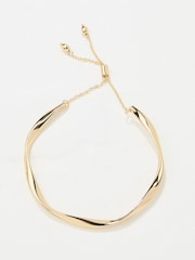 FatFace Gold Tone Adjustable Hammered Bangle - Image 1 of 2