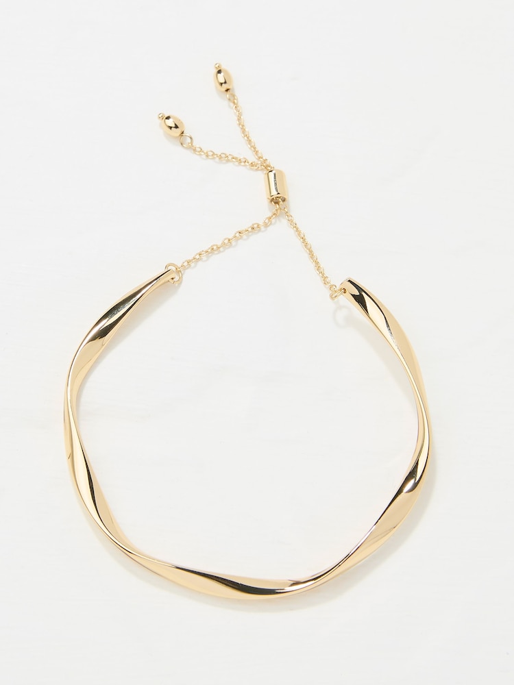 FatFace Gold Tone Adjustable Hammered Bangle - Image 1 of 2