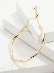 FatFace Gold Tone Adjustable Hammered Bangle - Image 2 of 2