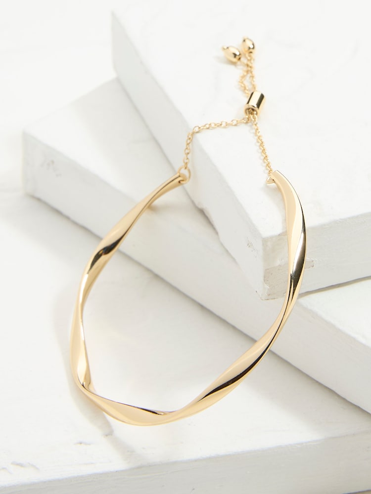 FatFace Gold Tone Adjustable Hammered Bangle - Image 2 of 2