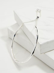 FatFace Silver Tone Adjustable Hammered Bangle - Image 1 of 2
