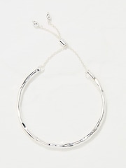 FatFace Silver Tone Adjustable Hammered Bangle - Image 2 of 2